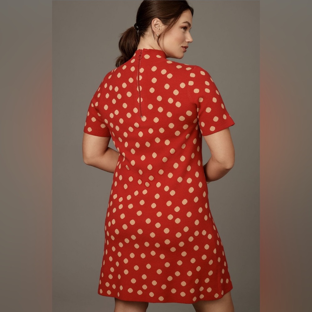 ✨ Anthropologie Nina Short-Sleeve Mock-Neck Mod Mini Dress Sz XLP - Picture 6 of 12